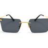 Luxury Square Rimless Sunglasses – Gold Black Finish (Unisex)