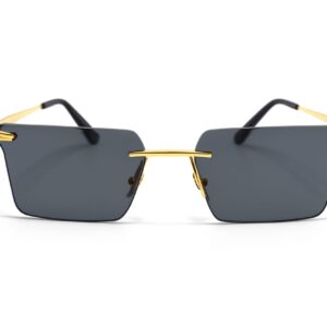 Luxury Square Rimless Sunglasses – Gold Black Finish (Unisex)