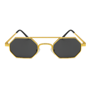 Classic Octagon Unisex Sunglasses – Gold Frame, Black Lens