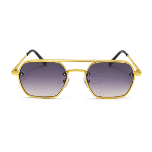Unisex Hexagonal Sunglasses | Gold Frame |