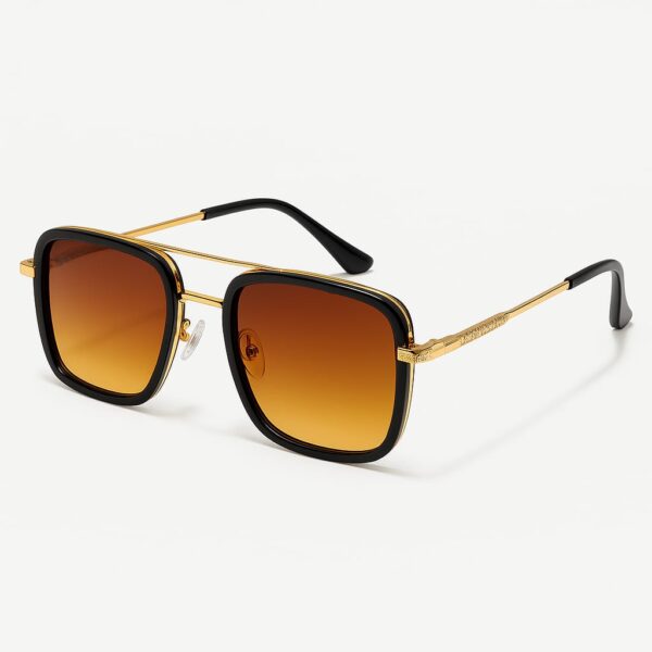 u Premium Retro Square Sunglasses – Gold Frame & Brown Gradient Lens (Unisex)