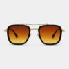 Premium Retro Square Sunglasses – Gold Frame & Brown Gradient Lens (Unisex)