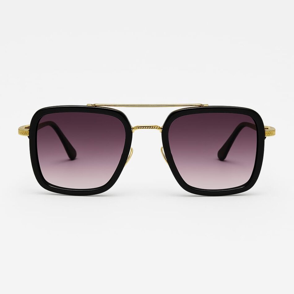 Luxury Square Sunglasses with Gold Detailing – Unisex UV Protection
