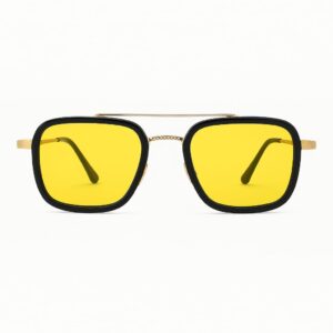 Retro Square Yellow Lens Sunglasses – Unisex UV Protection